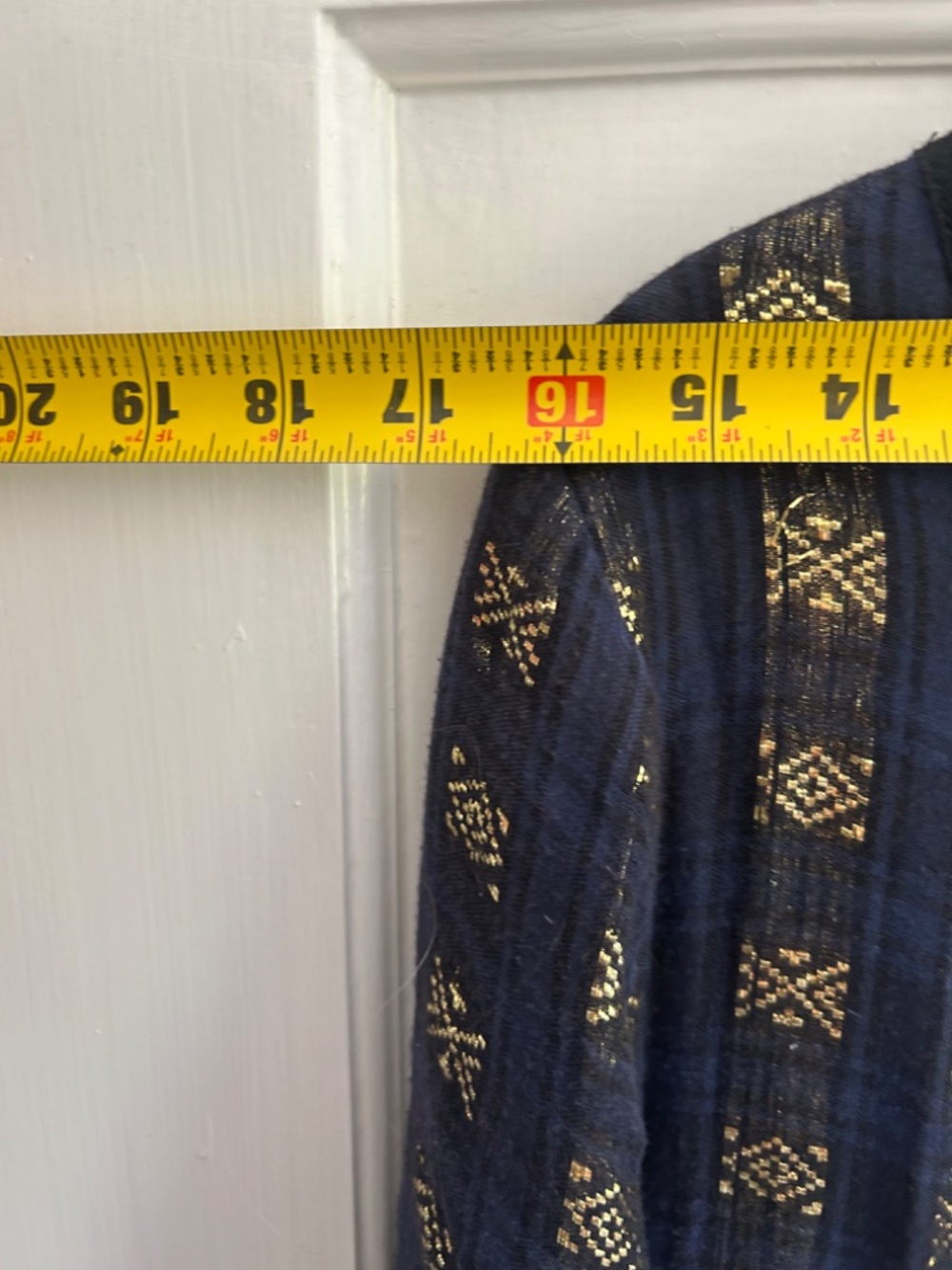 Navy and Gold Indian Cotton Dress - Picture 9 of 9